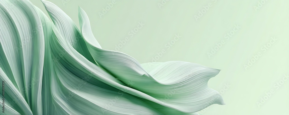 Poster abstract light green fabric folds and waves creating a soft and flowing background design element