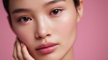 Fototapeta premium Portrait of beauty asian woman with perfect healthy glow skin facial