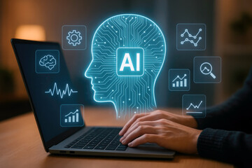 Digital brain interface with data analytics and AI processing artificial intelligence