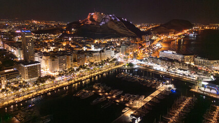 Aerial panoramic view at Alicante waterfront
