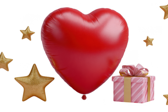 Romantic Heart Balloon Gift Celebrate Love with Stars and Presents