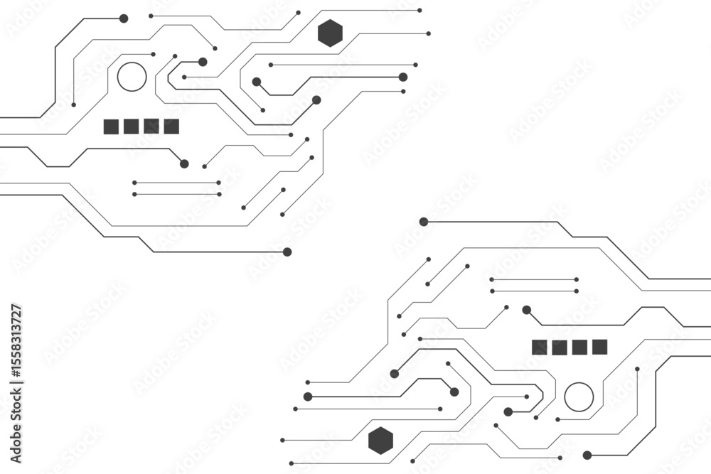 Aufkleber Technology black circuit diagram concept.High-tech circuit board connection system.Vector abstract technology on white background.