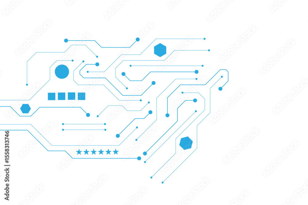 Aufkleber Technology blue circuit diagram on white background. High-tech circuit board connection system.Vector abstract technology on white background.