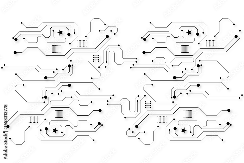 Aufkleber Technology black circuit diagram concept.High-tech circuit board connection system.Vector abstract technology on white background.