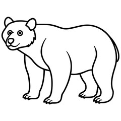 Spectacled Bear Silhouette Clean Line Style