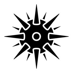 Sea Mine Silhouette with Sharp Spikes on Surface