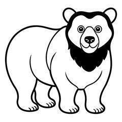Spectacled Bear Silhouette Clean Line Style