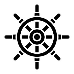 Obraz premium Ship Steering Wheel Black Glyph Icon