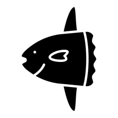 Sunfish Glyph Illustration: Ocean Animal Icon