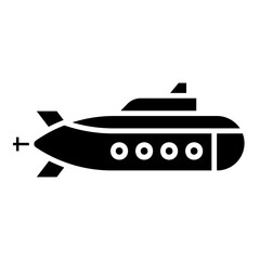Submarine Vector Icon: Underwater Military Vessel