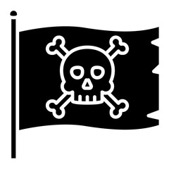 Pirate Flag Silhouette with Skull and Crossbones