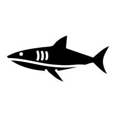 Black Shark Silhouette Isolated on White Background