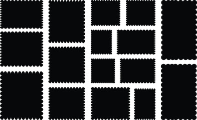 Set of black with edge zigzag frames silhouette scalloped frames with zigzag edge scallop edge shape rectangle shape with zigzag edge frame square shape various with scallop edge rectangle shape 