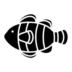 Cartoon Illustration of a Clownfish Icon on White Background