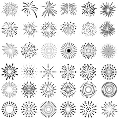 Obraz premium Fireworks vector icon set. Banger illustration sign collection. Frecracker symbol. Firework web icons.