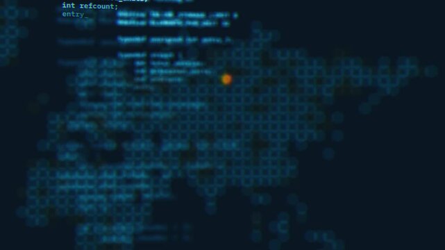 Code scrolling hacking animation scene. Abstract internet technology background