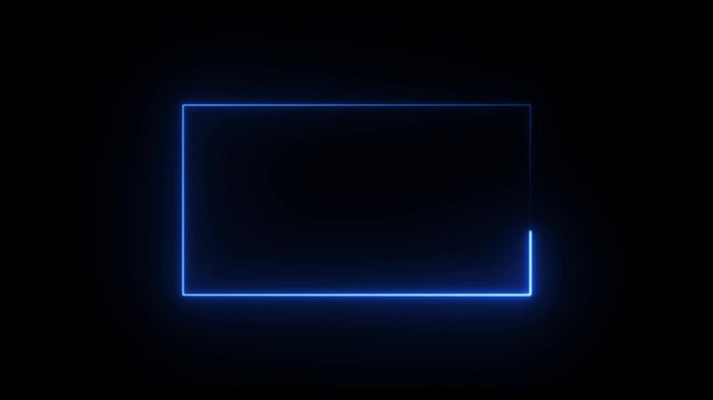 Neon glowing rectangle icon animation on black background.4k video animation .