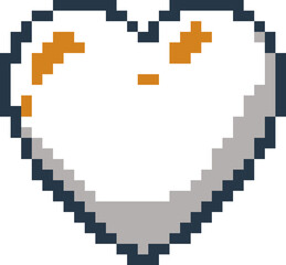Obraz premium Cœur pixelisé blanc avec des taches orange et un contour gris foncé