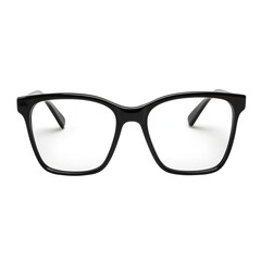 hyper realistic pair eyeglasses black rectangular frame isolated pure, white background subtle soft shadow clean studio lighting ultra easy creative project use simple art asset download digital graph