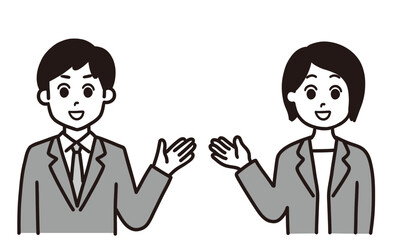 ご案内をするビジネスマン男女