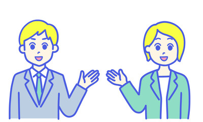 ご案内をするビジネスマン男女
