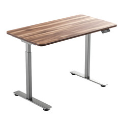 hyper realistic office desk walnut standing metal legs isolated, pure white background subtle soft shadow clean studio lighting photo resource stock image design easy creative project use simple art a