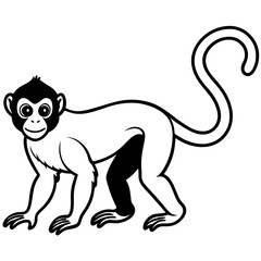 Spider Monkey Ink Line Art