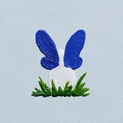 Bunny painting butterfly wings in spring meadow