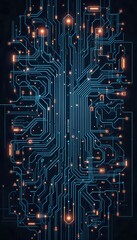 Circuit board design with glowing elements for mobile display backgrounds
