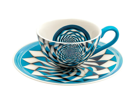 Artistic optical illusion tea cup design modern home product photography creative studio eye-level visual art