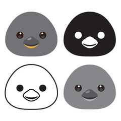 ペンギンの顔アイコンセット

