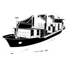 container cargo ship black