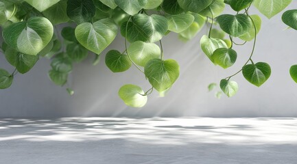 Serene Green Leaves Casting Gentle Shadows Light