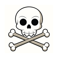 Iconic skeleton head with crossed bones graphic a classic symbol of danger and rebellion on a clean white background