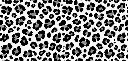 Obraz premium Seamless black and white leopard print animal texture for textile design, cat pattern, cheetah print