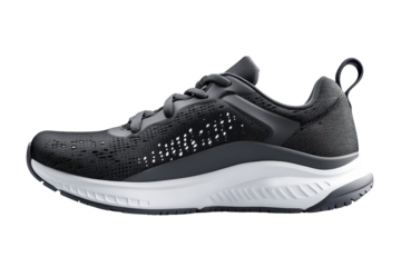 Sleek athletic shoe positioned against a transparent background showcasing its design and features for sports and fitness enthusiasts