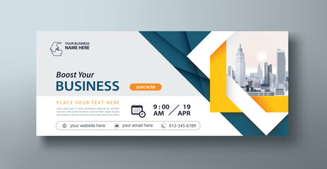 Corporate web banner mockup, a social media template for branding and a cover header background for websites