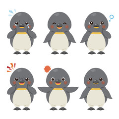 ペンギンのキャラクターイラスト　表情セット