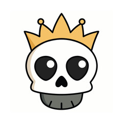 Stylized skull wearing a regal crown presented on a clean white background for graphic design projects