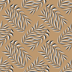 Trendy minimalist seamless botanical pattern with abstract creative hand drawn composition