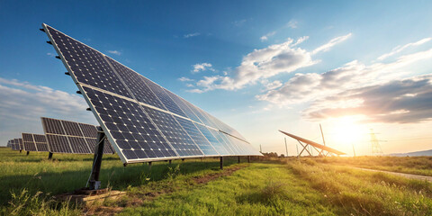 A Detailed View of Solar Panels Representing a Renewable Energy Concept for Green Initiatives