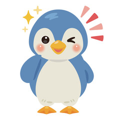 グッドサインを出す青いペンギンのキャラクターイラスト