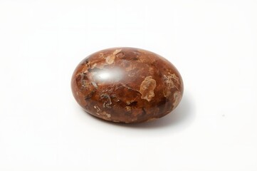 Fototapeta premium Polished brown gemstone on white background, studio shot, jewelry design
