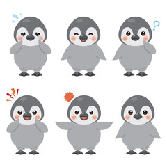赤ちゃんペンギンのキャラクターイラスト　表情セット