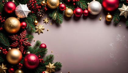 Festive holiday decoration featuring red and gold ornaments indoor setting christmas theme elegant arrangement warm atmosphere