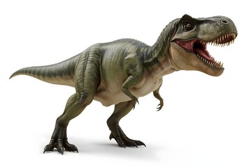 Fototapeta premium Roaring T-Rex, studio shot, white background, prehistoric, 3D render