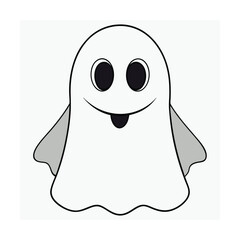 Spooky halloween ghost with empty eyes and mouth on a clean white background for festive decorations
