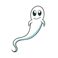 Fototapeta premium Whimsical ghost with a long flowing tail on a clean white background