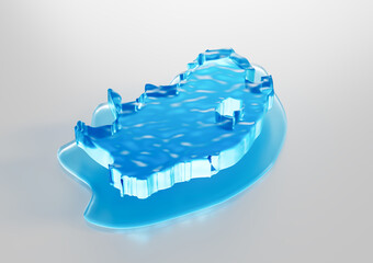 Water Ice Map Of South Africa Global Warming Melting Glacier In Deep Ocean Blue Water 3d...