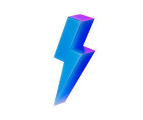 A glowing blue 3D lightning bolt icon with a sleek, modern and electrifying look. 3d illustration